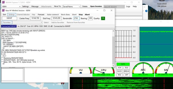 FT8 on 7 HF bands = Awesome (plus first Winlink email to another ham)